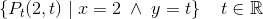 \{P_t(2,t)\; |\; x=2\; \wedge\; y=t\}\; \; \; \; t\in\mathbb{R}