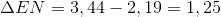 \Delta EN=3,44-2,19=1,25