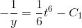 -\frac{1}{y}=\frac{1}{6}t^6-C_1