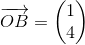 \overrightarrow{OB}=\begin{pmatrix} 1\\4 \end{pmatrix}