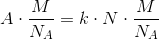 A\cdot \frac{M}{N_A}=k\cdot N\cdot \frac{M}{N_A}