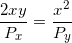 \small \frac{2xy}{P_x}=\frac{x^2}{P_y}