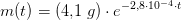 m(t)=(4{,}1\; g)\cdot e^{-2{,}8\cdot 10^{-4}\cdot t}