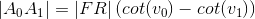 \left | A_{0}A_{1} \right |=\left | FR \right |(cot(v_{0})-cot(v_{1}))