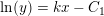 \small \ln(y)=kx-C_1