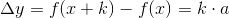 \Delta y=f(x+k)-f(x)=k\cdot a