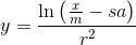 y = \frac{\ln \left (\frac{x}{m}-sa \right )}{r^2}