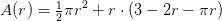 A(r)=\tfrac{1}{2}\pi r^2+r\cdot \left (3-2r-\pi r \right )