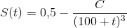 S(t)=0{,}5-\frac{C}{(100+t)^3}