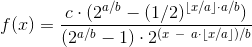 f(x)=\frac{c\cdot(2^{a/b}-(1/2)^{\lfloor x/a\rfloor\cdot a/b})}{(2^{a/b}-1)\cdot2^{(x\ -\ a\cdot \lfloor x/a\rfloor)/b}}