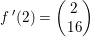 \small f{\, }'(2)=\begin{pmatrix} 2\\ 16 \end{pmatrix}