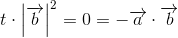 t\cdot \left |\overrightarrow{b} \right |^2=0=-\overrightarrow{a}\cdot \overrightarrow{b}