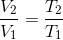 \frac{V_2}{V_1}=\frac{T_2}{T_1}