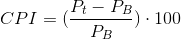 CPI=(\frac{P_t-P_B}{P_B})\cdot 100