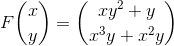 F\binom{x}{y}=\binom{xy^2+y}{x^3y+x^2y}