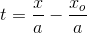 t=\frac{x}{a}-\frac{x_o}{a}