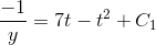\frac{-1}{y}=7t-t^2+C_1