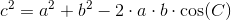 c^2=a^2+b^2-2\cdot a\cdot b\cdot \cos(C)