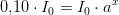 0{,}10\cdot I_0=I_0\cdot a^{x}