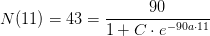 N(11)=43=\frac{90}{1+C\cdot e^{-90a\cdot 11}}