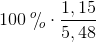 100\: ^{o}\; \! \! \! /\! _{o}\cdot \frac{1,15}{5,48}
