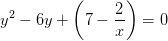 y^2-6y+\left ( 7-\frac{2}{x} \right )=0