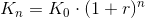K_n=K_0\cdot (1+r)^{n}