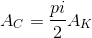 A_{C} = \frac{pi}{2}A_{K}
