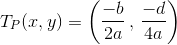T_P(x,y)=\left(\frac{-b}{2a}\,,\,\frac{-d}{4a} \right )