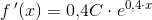f{\, }'(x)=0{,}4C\cdot e^{0{,}4\cdot x}