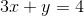 3x+y=4