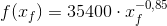 f(x_{f})= 35400\cdot x_{f}^{-0,85}