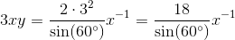 3x y=\frac{2\cdot 3^2}{\sin(60^\circ)}x^{-1}=\frac{18}{\sin(60^\circ)}x^{-1}