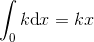 \int_0 k\textup{d}x=kx