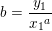 \small b=\frac{y_1}{{x_1}^a}