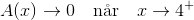 A(x)\rightarrow 0\quad\text{n\aa r}\quad x\rightarrow 4^+