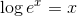 \log e^x = x