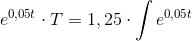 e^{0,05t}\cdot T =1,25\cdot \int e^{0,05t}