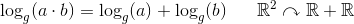 \log_g(a\cdot b)=\log_g(a)+ \log_g(b) \; \; \; \; \; \; \mathbb{R}^2\curvearrowright \mathbb{R}+\mathbb{R}