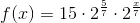 f(x)=15\cdot2^{\frac{5}{7}} \cdot 2^{\frac{x}{7}}