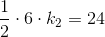 \frac{1}{2}\cdot 6\cdot k_2=24