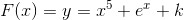 F(x)=y=x^5+e^x+k