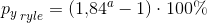 {p_y}_{\, ryle}=(1{,}84^a-1)\cdot 100\%
