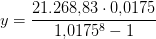 y=\frac{21.268{,}83\cdot 0{,}0175}{1{,}0175^8-1}