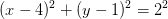 (x-4)^2+(y-1)^2=2^2