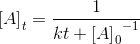 \left [ A \right ]_t=\frac{1}{ kt+{\left [ A \right ]_0}^{-1}}