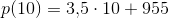 p(10)=3{,}5\cdot 10+955