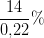 \frac{14}{0{,}22}\%