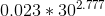 0.023*30^{2.777}