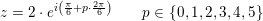 \small z=2\cdot e^{i\left ( \frac{\pi }{6} +p\cdot \frac{2\pi }{6}\right )}\; \; \; \; \; \; \; p\in\{0,1,2,3,4,5\}